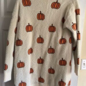 Sparkle in Pink Cozy Pumpkin Pattern Sweater - Cream and Orange